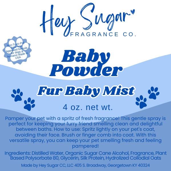 Baby Powder Dog Perfume – Dog-Safe & Human-Friendly Scent | Soothing, Non-Toxic Grooming Spray | 4 oz