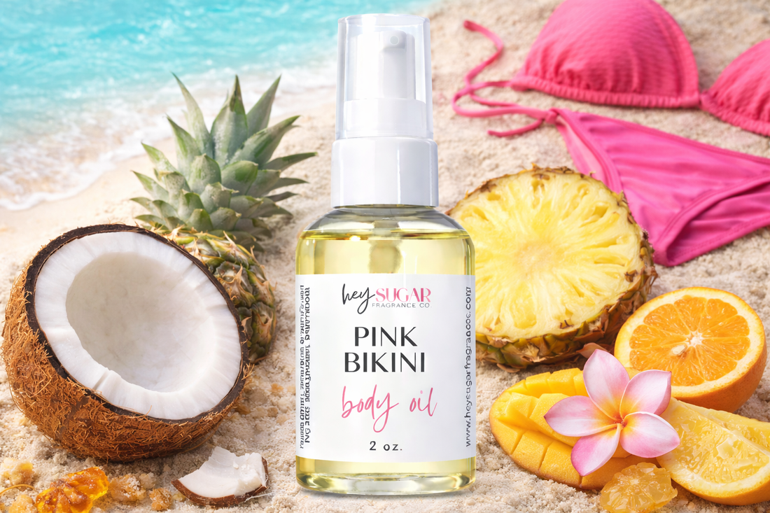 Pink Bikini Body Oil – Dragon Fruit, Coconut & Pineapple Tropical Sensation