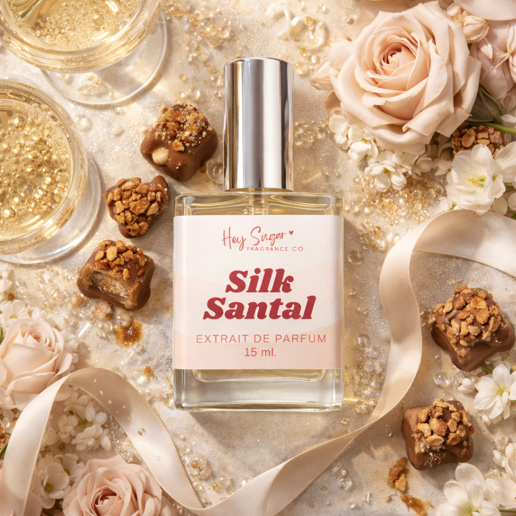 Silk Santal Perfume – Champagne, Nectarine, Praline & Vanilla Sandalwood | Inspired by Kayali Wedding Silk Santal | Elegant Fruity Gourmand Fragrance
