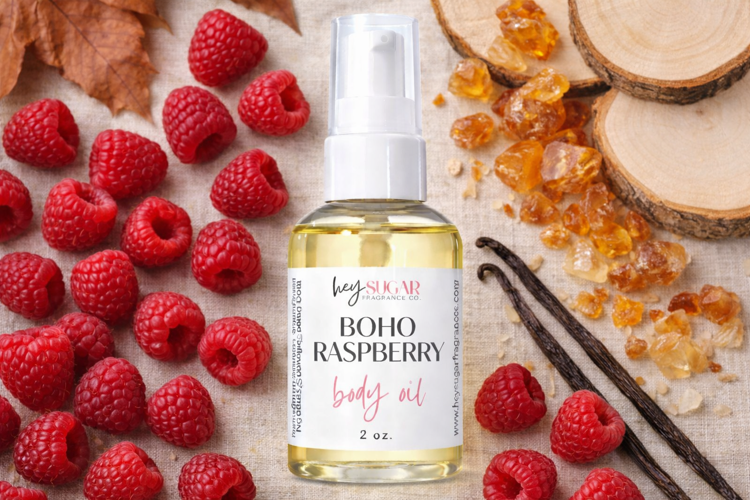 Boho Raspberry Body Oil –  Wild Raspberry, Amber & Vanilla Birch