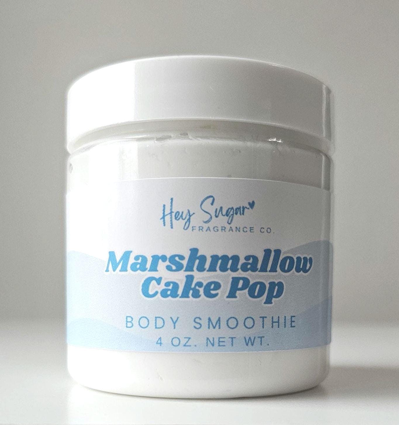 Marshmallow Cake Pop Body Smoothie – a rich, whipped vanilla body butter that deeply nourishes and hydrates. This organic body lotion doubles as a skin moisturizer and body butter scrub. Perfect vegan skincare and spa gift for her! marshmallow moon
