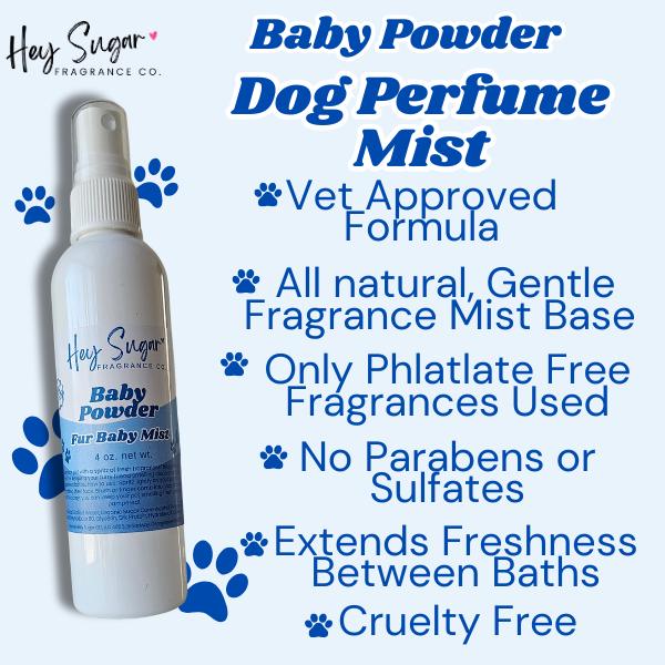 baby powder dog perfume, dog shampoo, dog coat conditioner, dog cologne, dog grooming, dog brush, dog paw balm, dog collar, dog leash, dog tag, dog bed deodorizer, Brody dog spray, pet supplies, dog food, dog treats, organic dog shampoo, dog bath