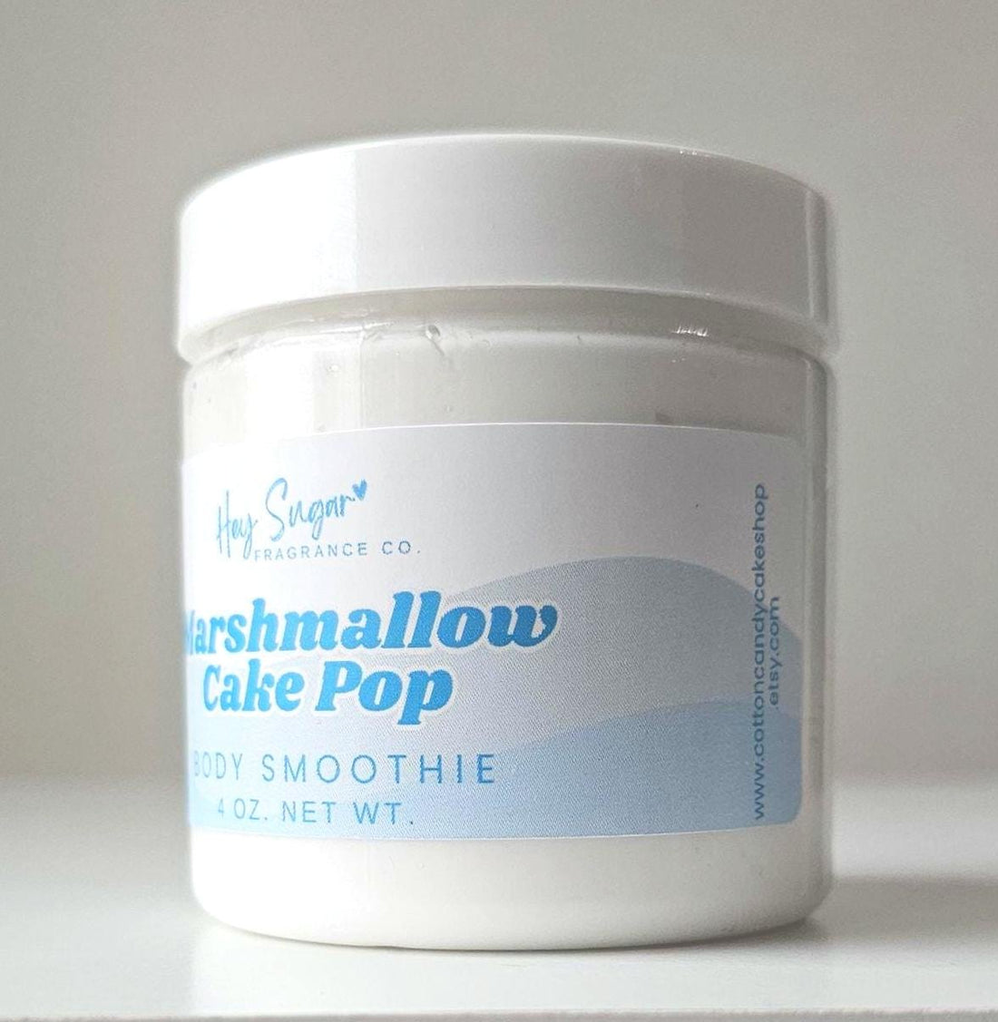 Marshmallow Cake Pop Body Smoothie – a rich, whipped vanilla body butter that deeply nourishes and hydrates. This organic body lotion doubles as a skin moisturizer and body butter scrub. Perfect vegan skincare and spa gift for her!
