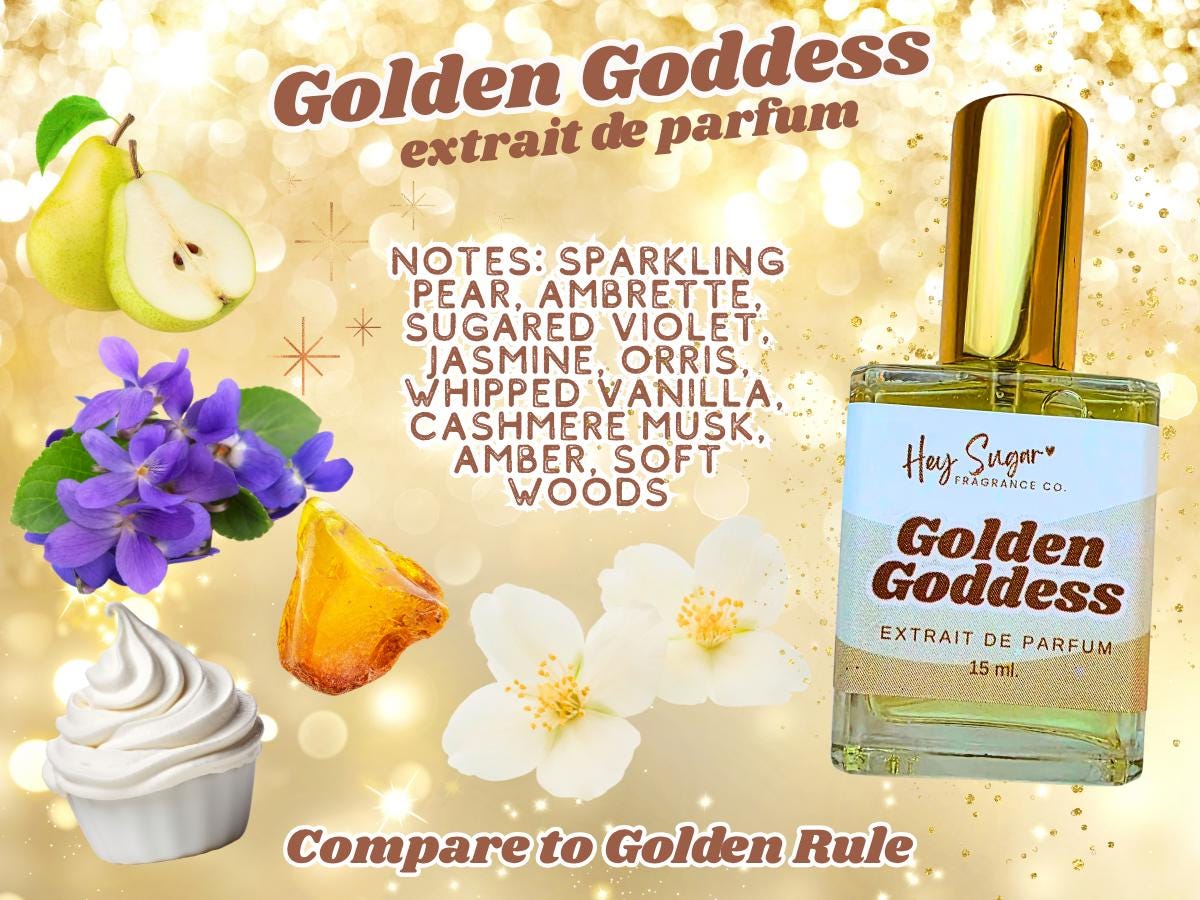 Golden Goddess Perfume – Inspired by Phlur Golden Rule, Amber Vanilla Musk Clean Girl Scent