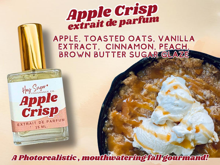 apple crisp perfume, fall gourmand, fall perfume, victoria secret apple crisp,  victoria secret dupe, bath body works dupe, caramel apple perfume, caramel perfume, sweet perfume, dessert perfume, bronze fox fragrance,  sugar me sweet, land of aahs, gift for her, perfume samples, smell like snack, tiktok perfume, vanilla perfume, caramel perfume, apple pie perfume, Etsy perfume, hey sugar fragrance