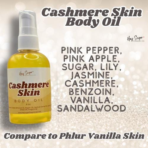 Cashmere Skin Body Oil-Sophisticated Spicy, Vanilla Skin type, gourmand layering oil, natural oil base, gift for her, non greasy formula