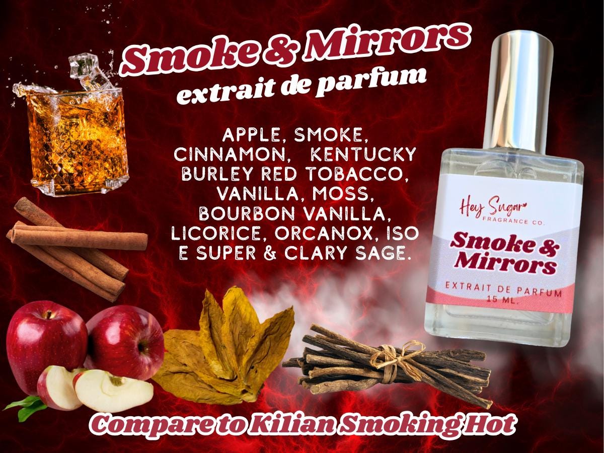 Smoke & Mirrors Perfume – Inspired by Kilian Smoking Hot Fragrance, Smoky Boozy Apple Tobacco